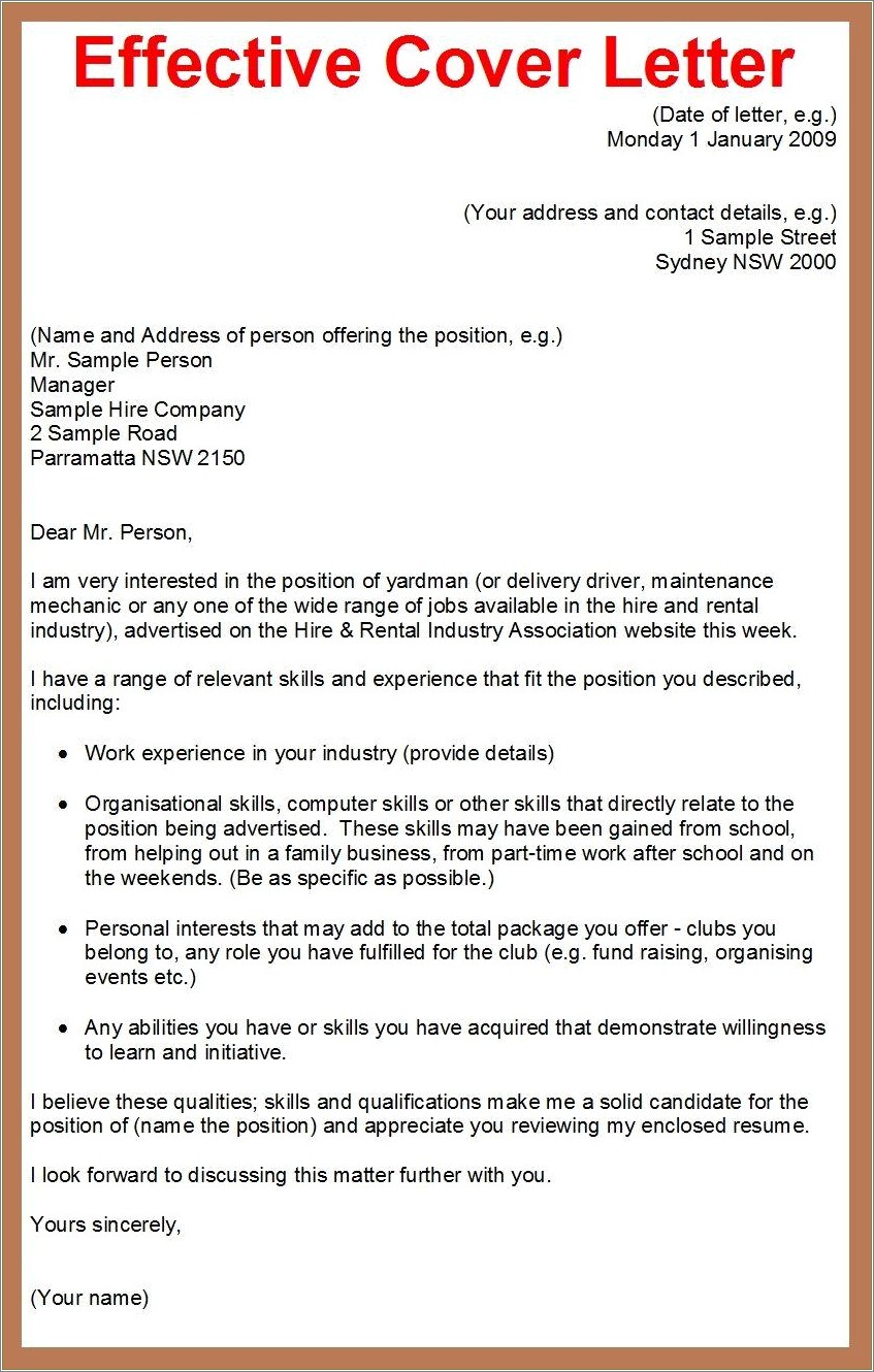 Formal Letter Job Application With Resume