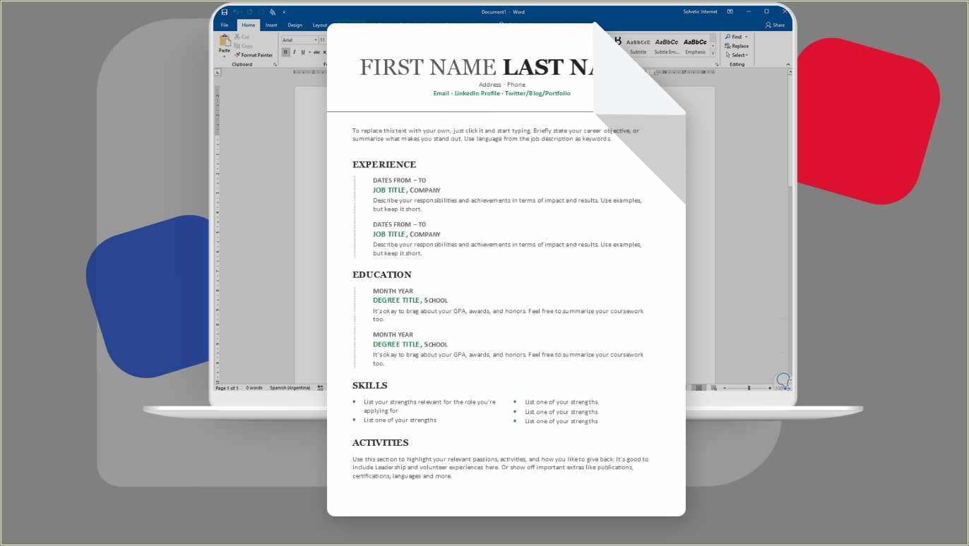 Format For Seamless Resume On Word