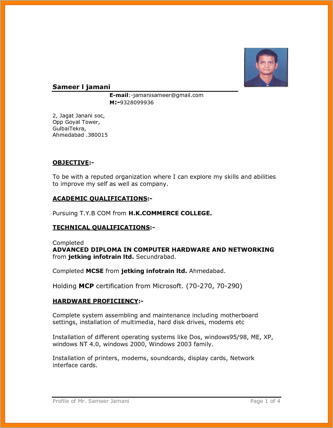 Format For Seemeless Resume On Word