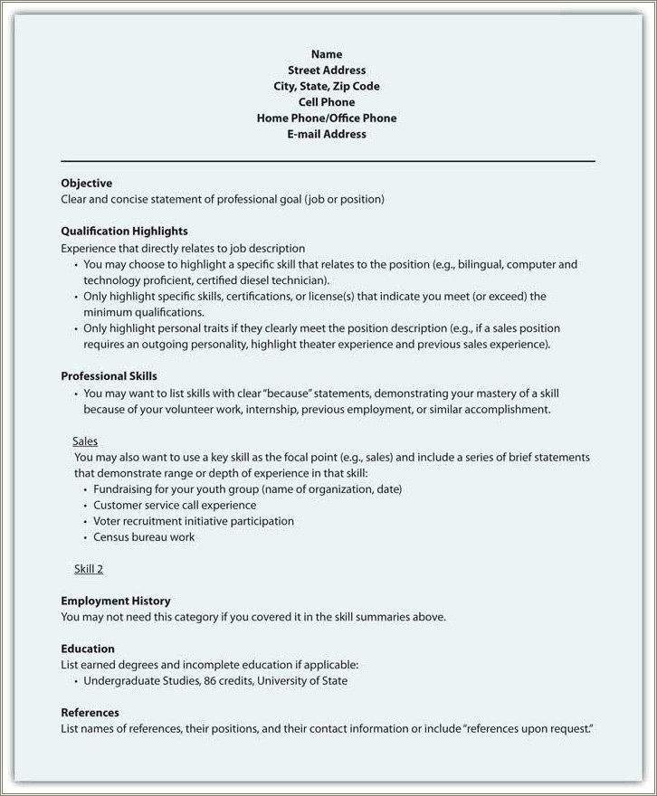 Format Of Writing Skills On A Resume