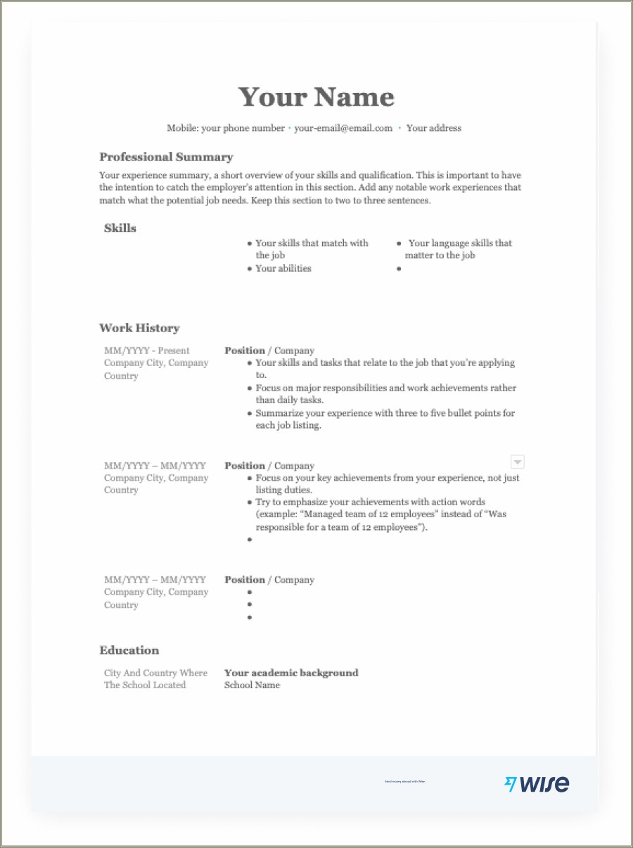 Format Resume By Job Not Business