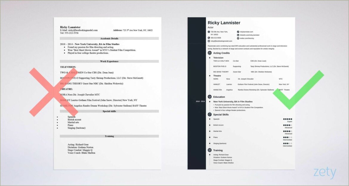 Formatting An Actor's Resume Best Example