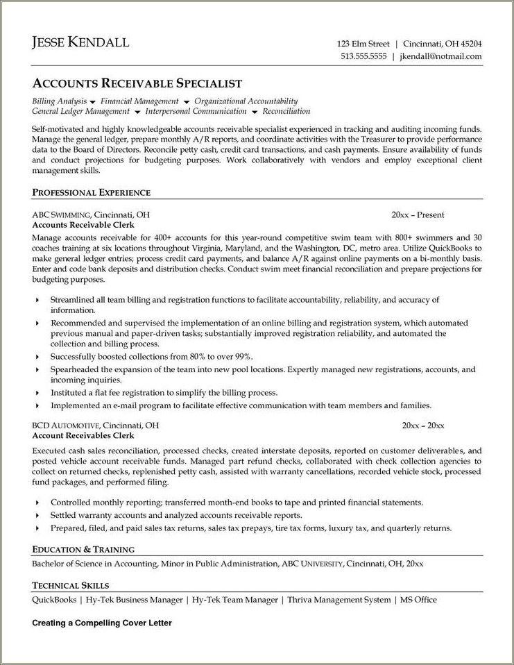 Free Accounts Payable Receivable Resume Samples