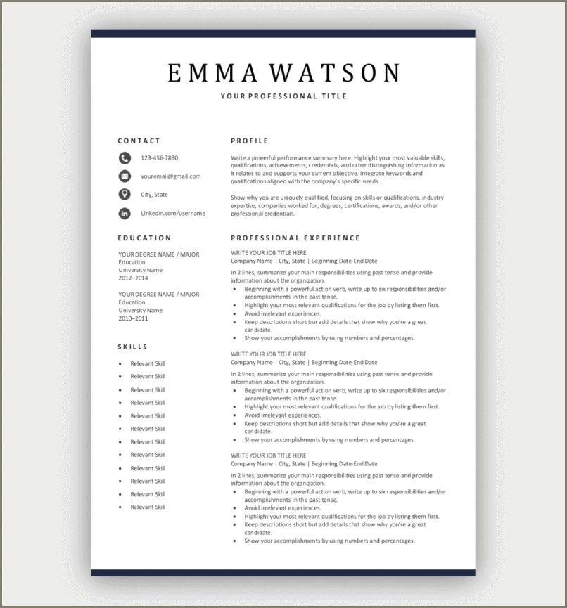 Free Chronological Resume Template With Borders