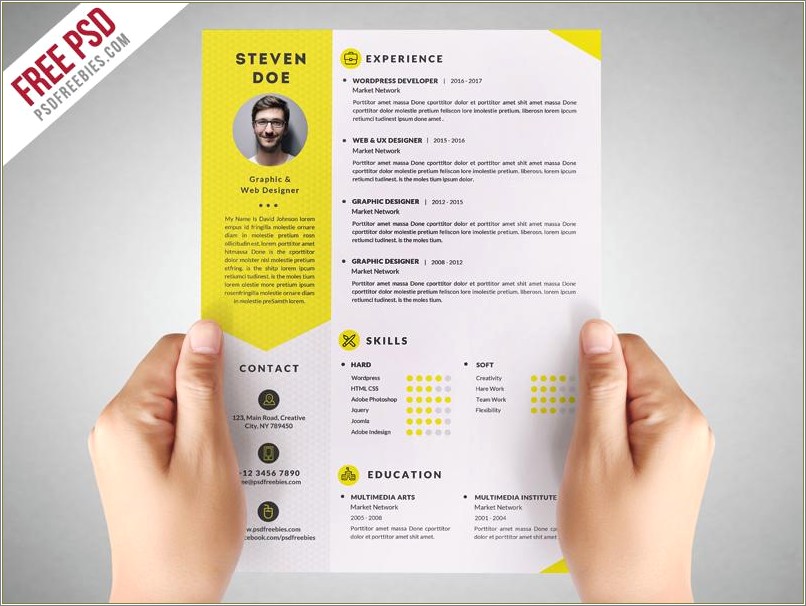 Free Clean And Professional Resume Cv Psd Template