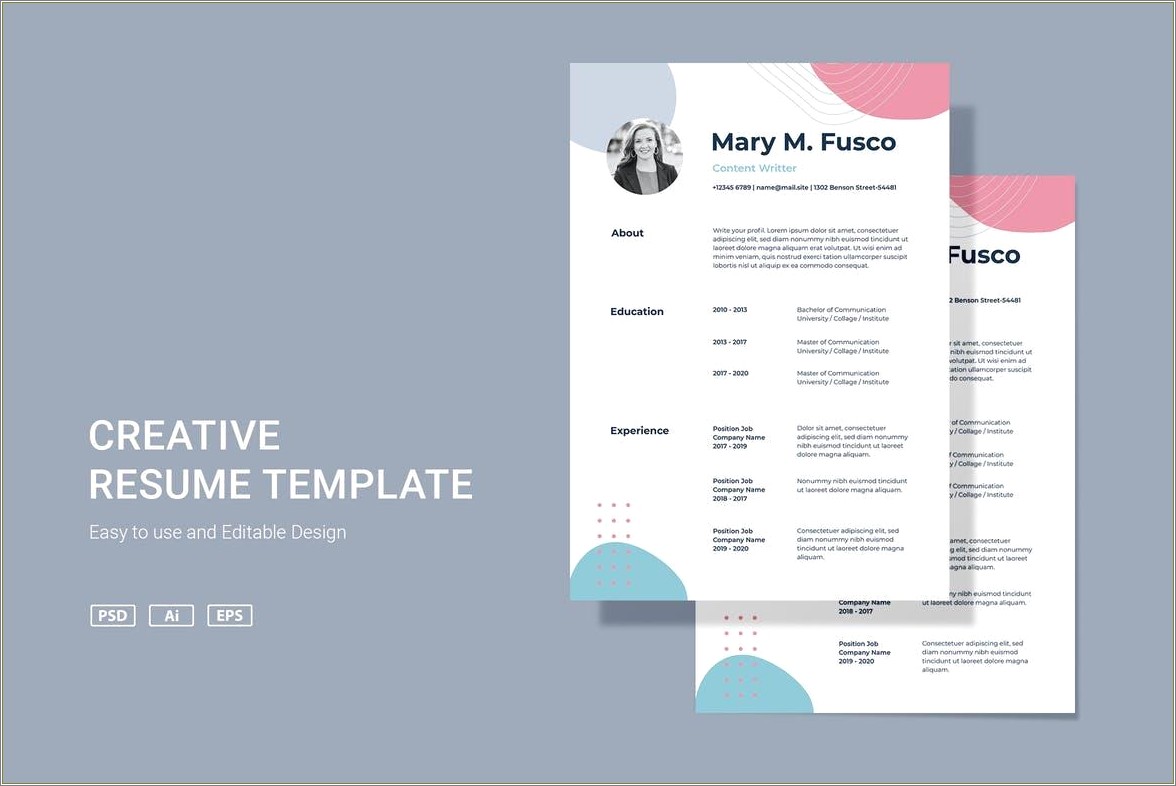 Free Creative Resume Template For Ps