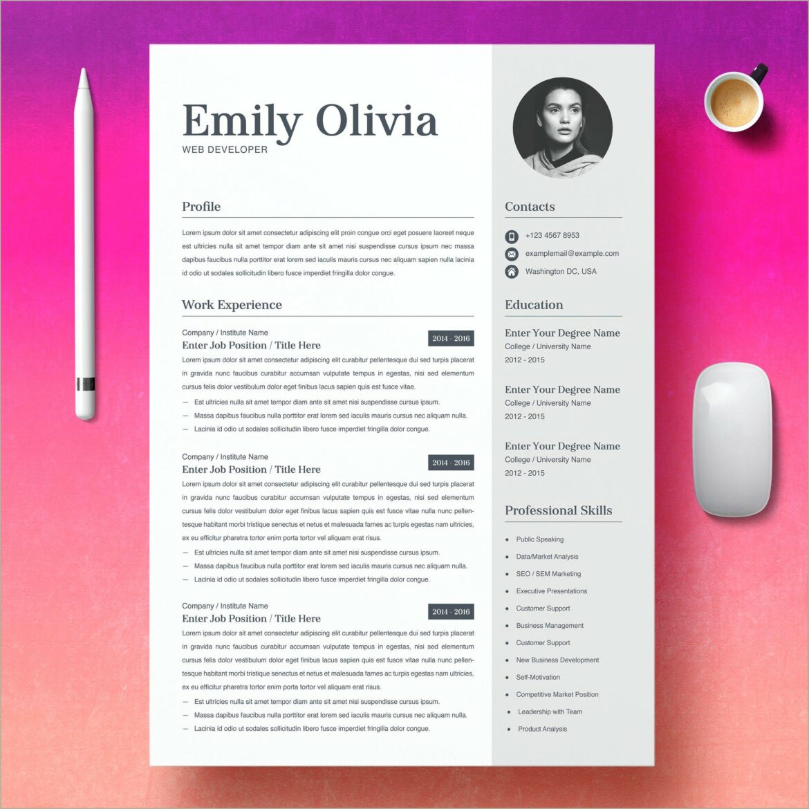 Free Creative Resume Templates For Pages