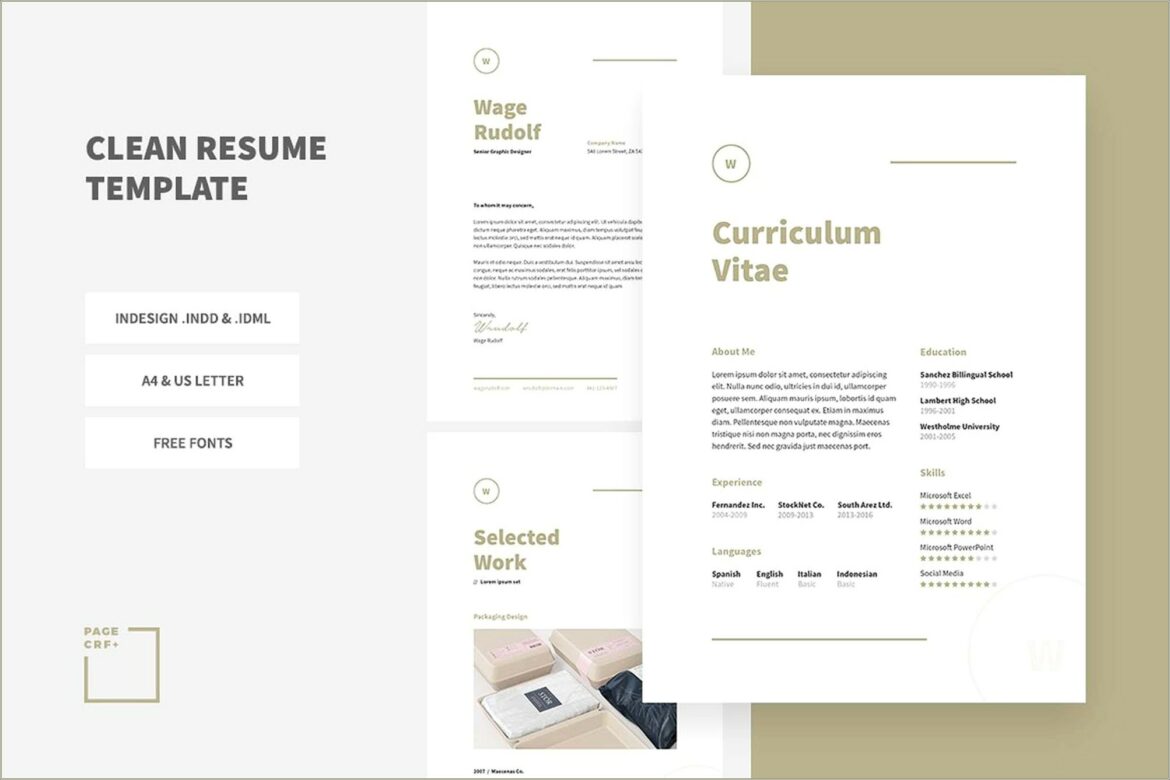 Free Creative Resume Templates Indesign Adobe