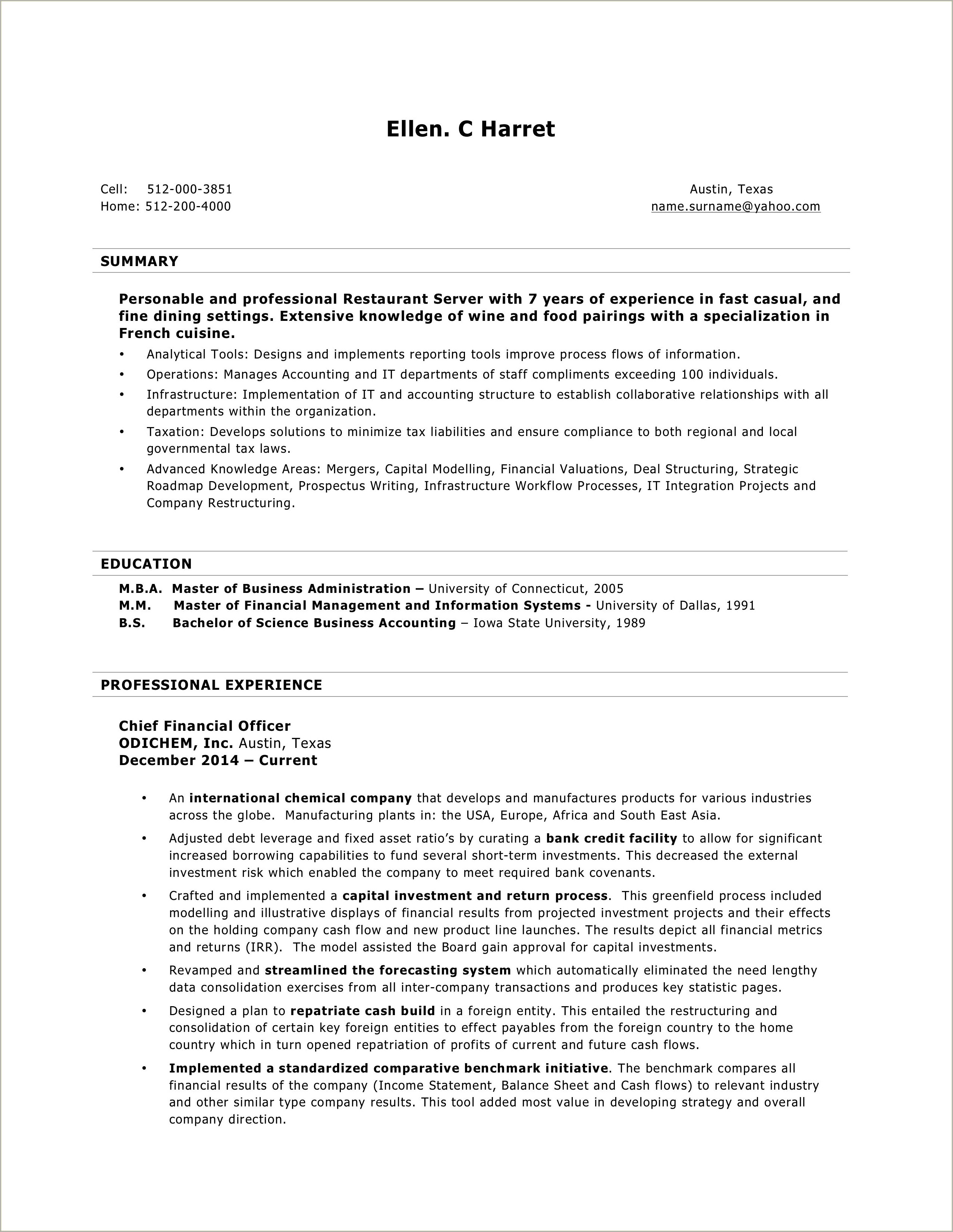 Free Download Resume Format For Experienced Candidates