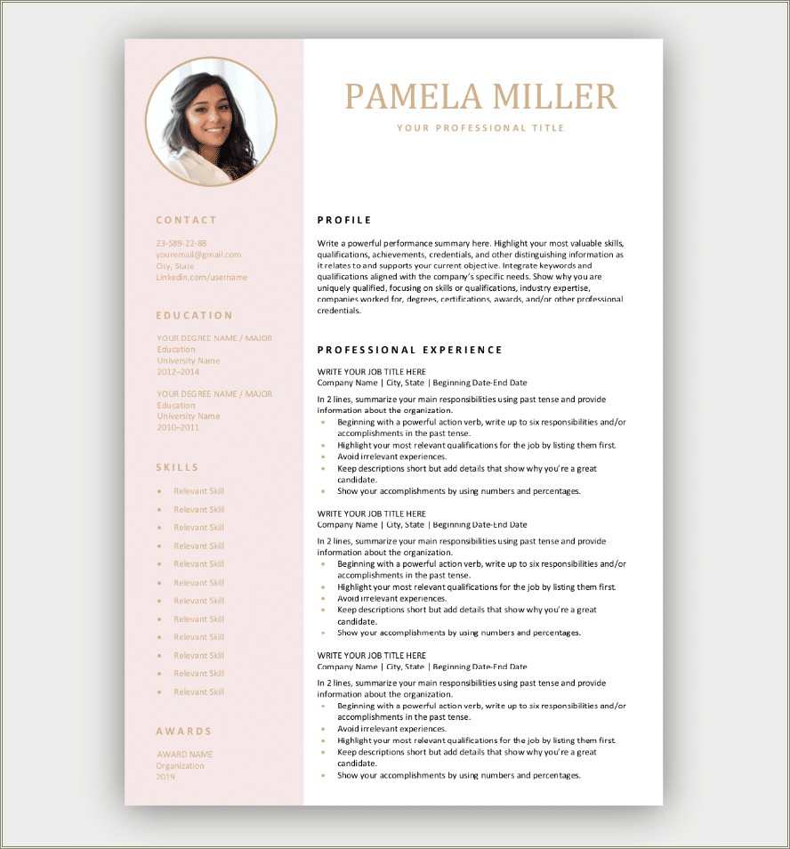Free Download Resume Word Document Format