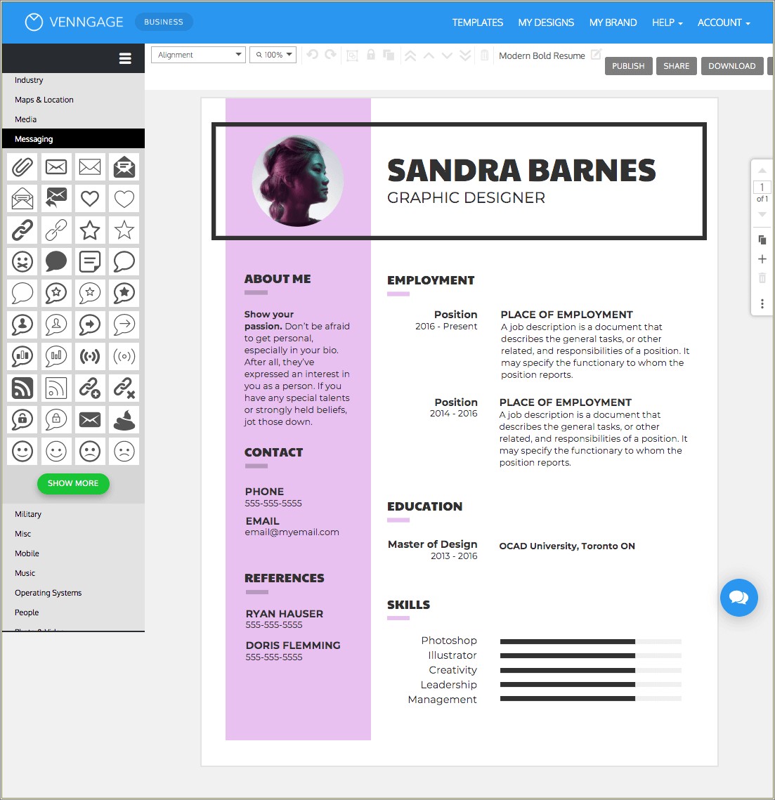 Free Educator Resume Template With Icons