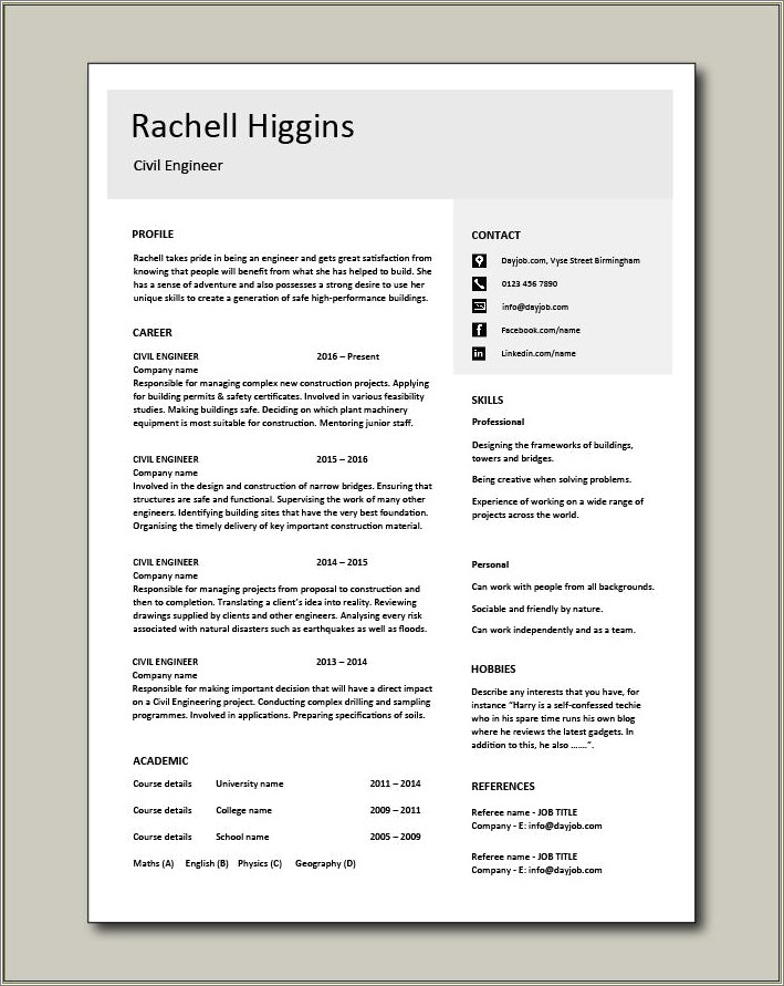 Free Engineer Resume Template Word