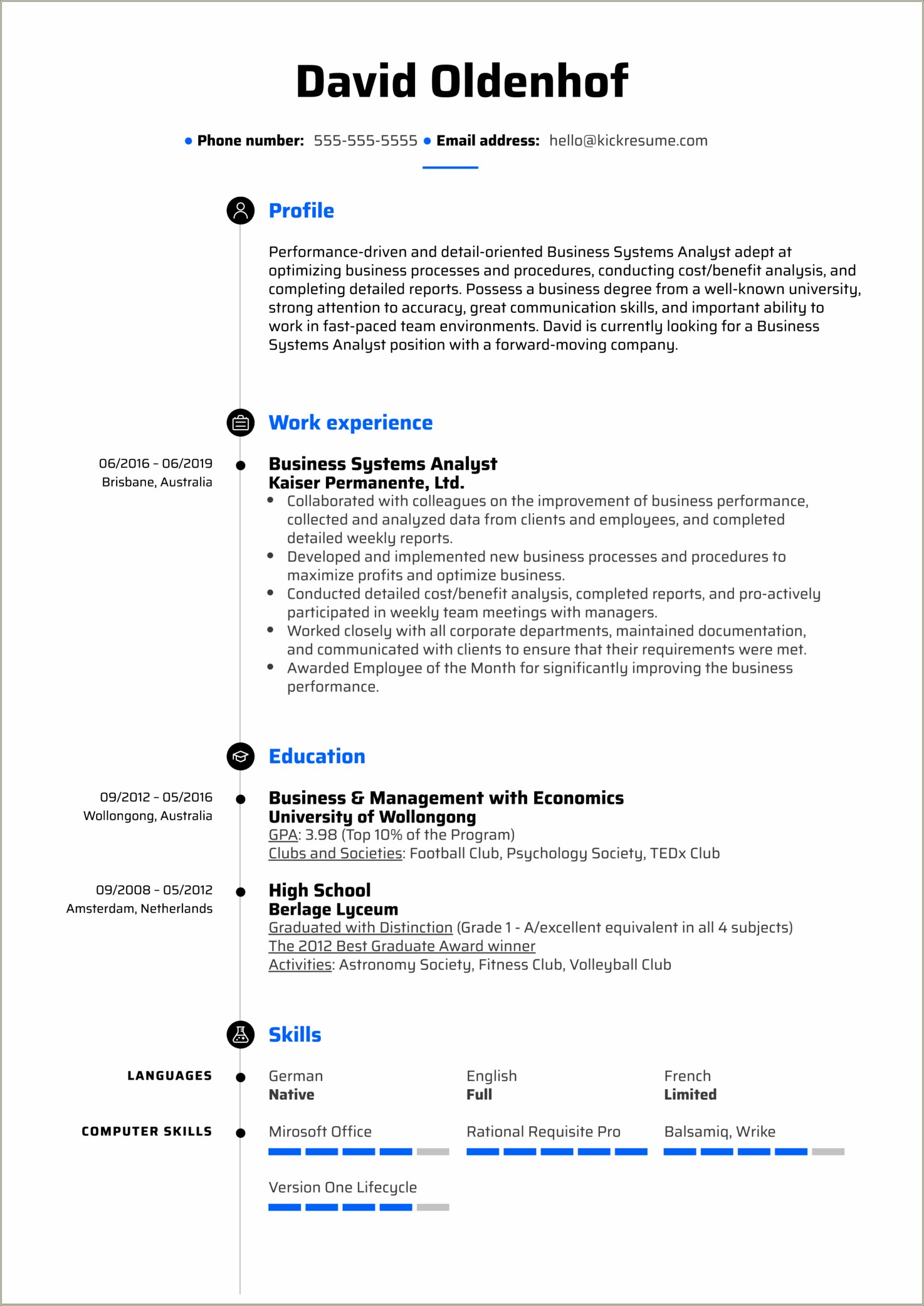 Free Example Of An Analysts Resume