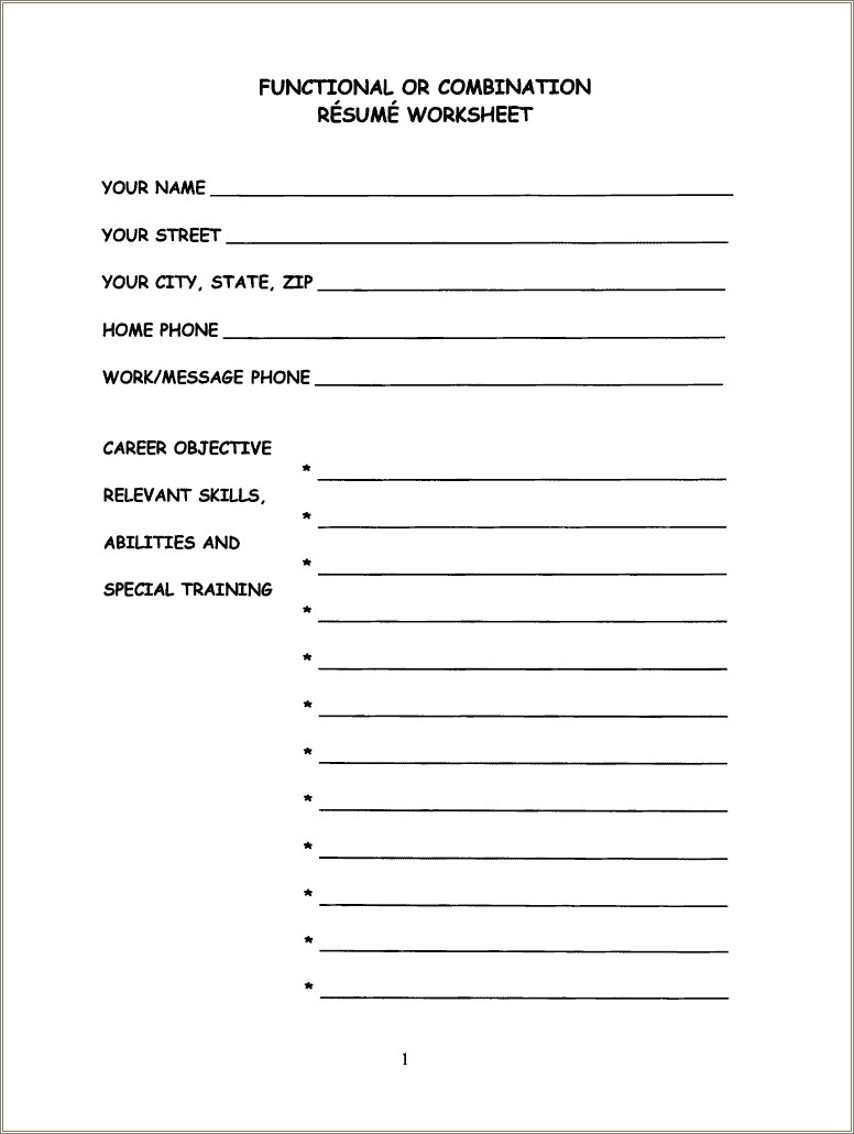 Free Fill In The Blank Resume Download