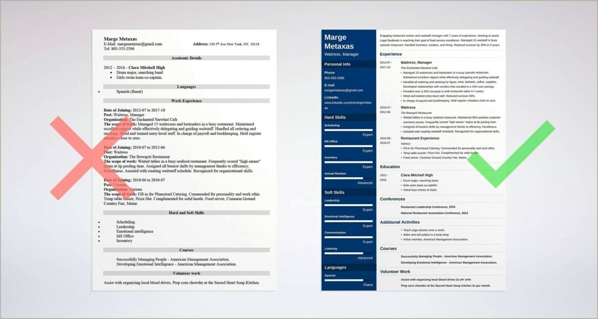 Free Food And Beverage Resume Templates