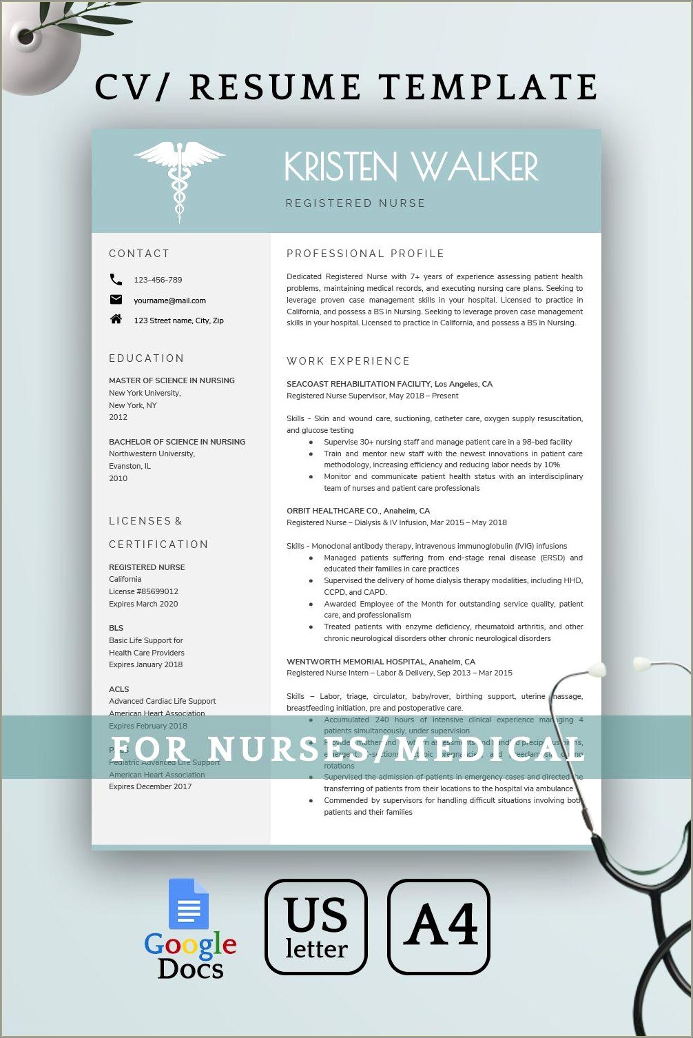 Free Google Doc Nursing Resume Templates