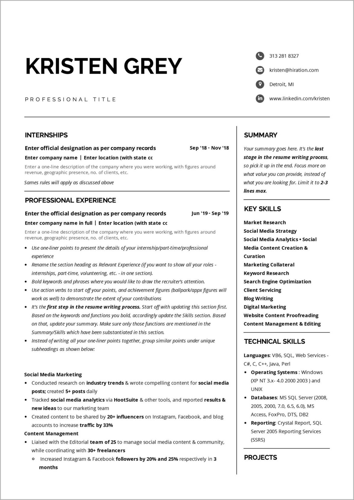 Free Hybrid Resume Templates No Prompts