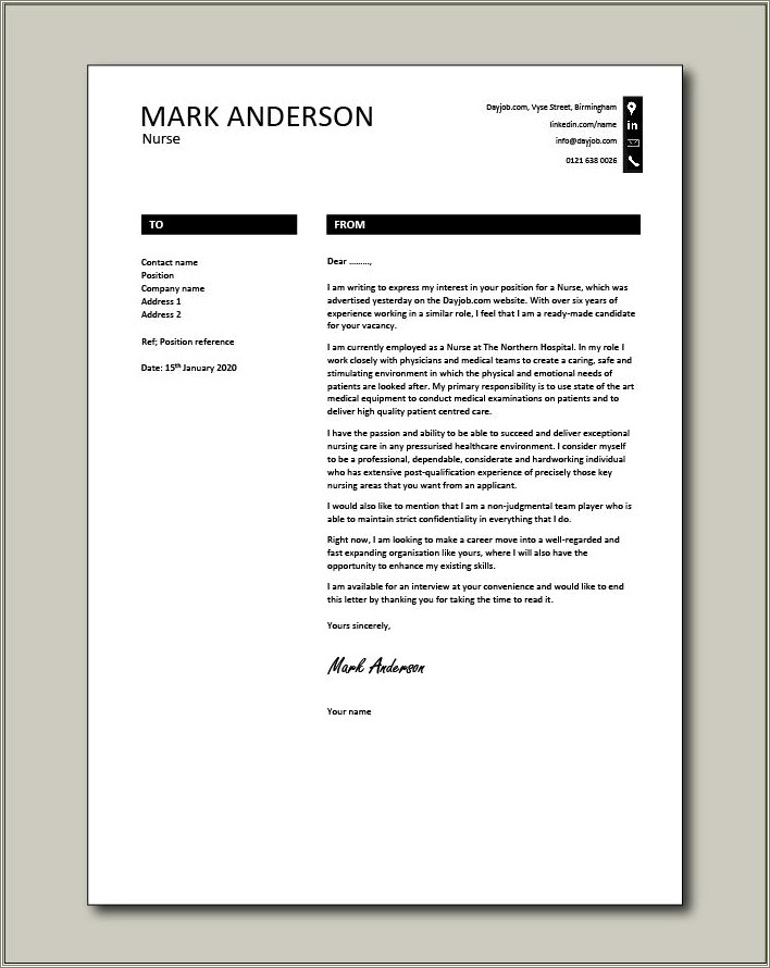 Free Medical Cover Letters For Resume