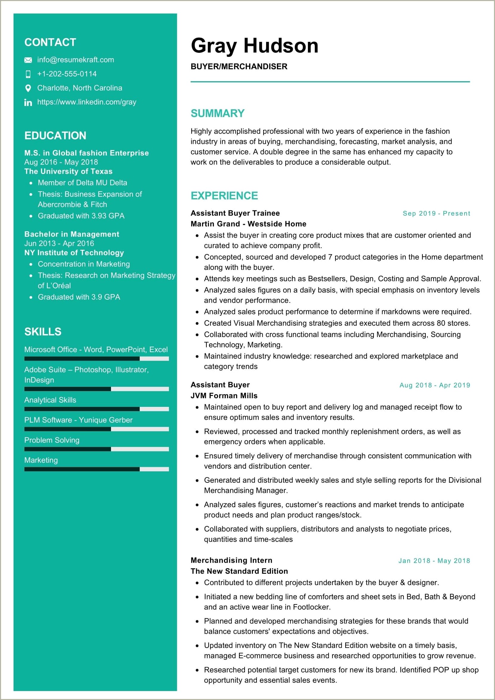 Free Merchandising Resume Templates For Word