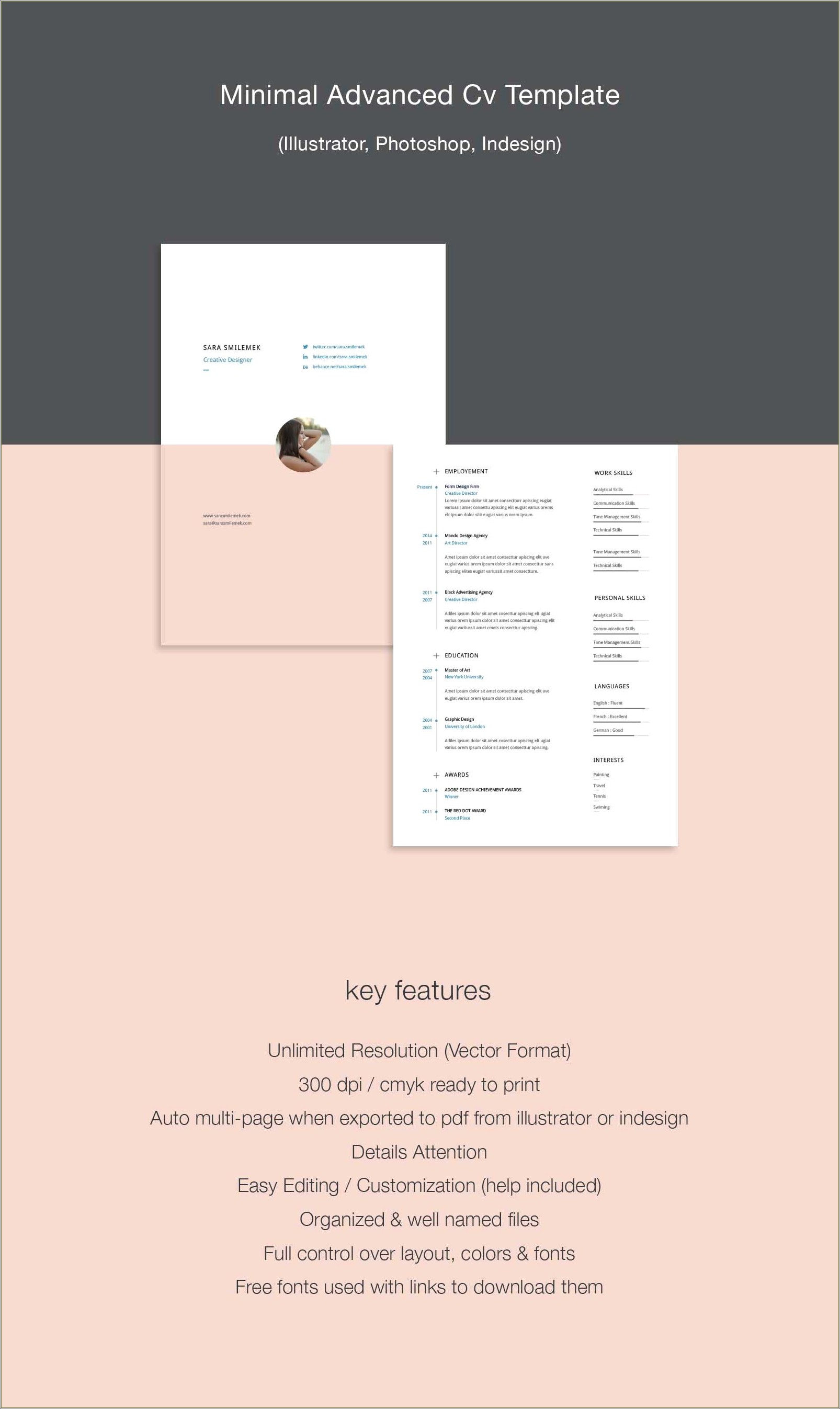 Free Minimalistic And Clean Resume Template Word