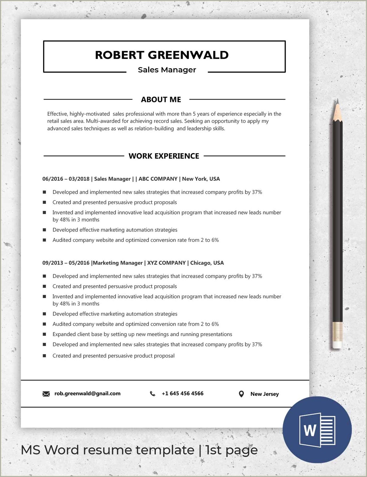 Free Ms Word Resume Template 2016