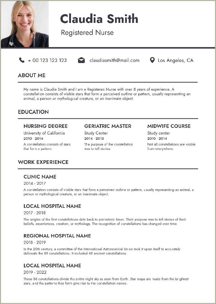 Free Nurse Resume Template With Color