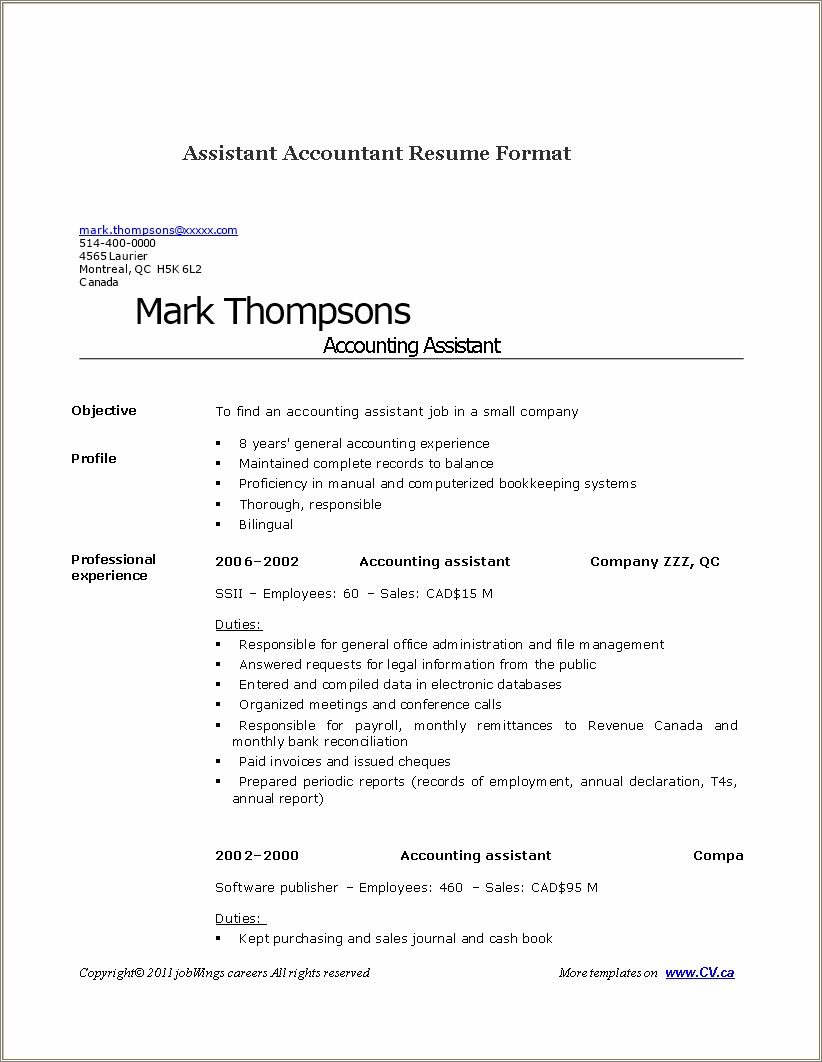 Free Office Manager Bookkeeper Resume Templates