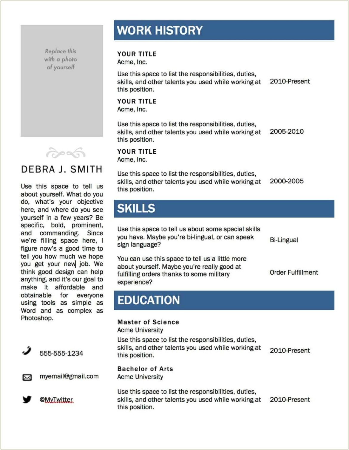 Free Online Resume Templates For Microsoft Word