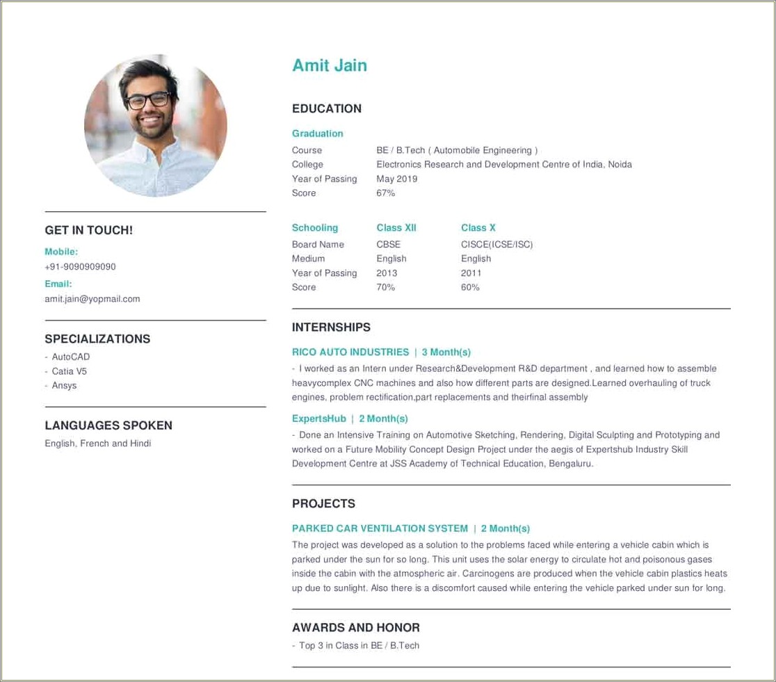 Free Online Resume Templates With Photo