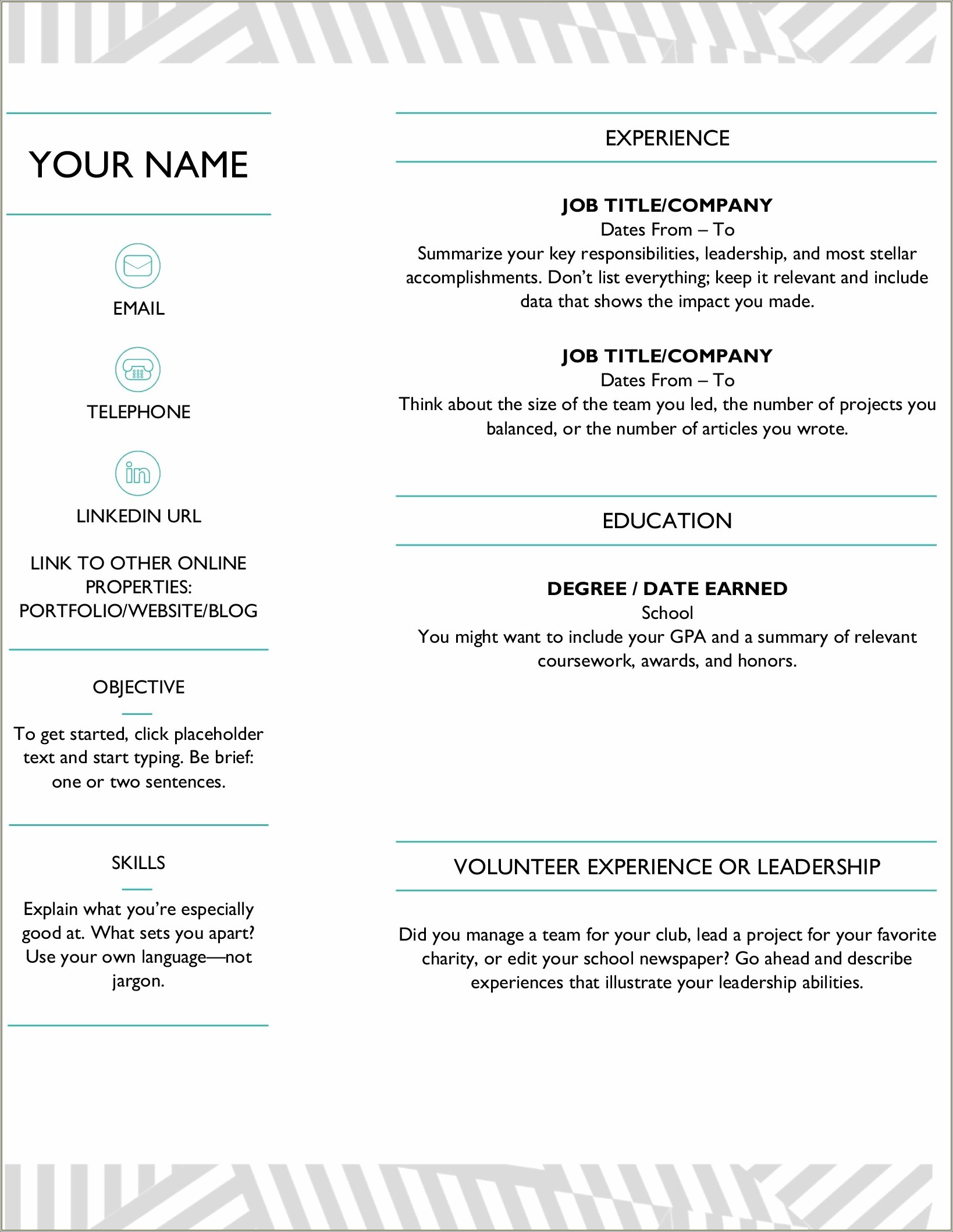 Free Online Resume Templates Word 2010