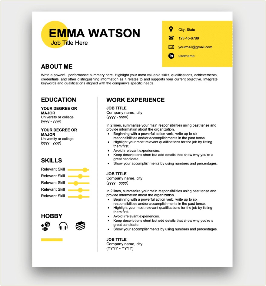 Free Plug In Information Resume Template