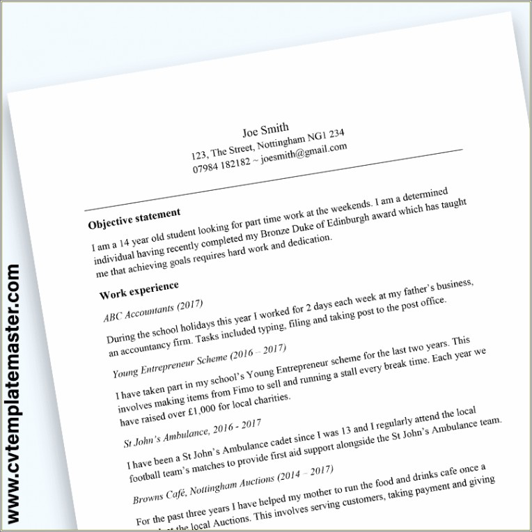Free Printable Simple Resume For Older Person
