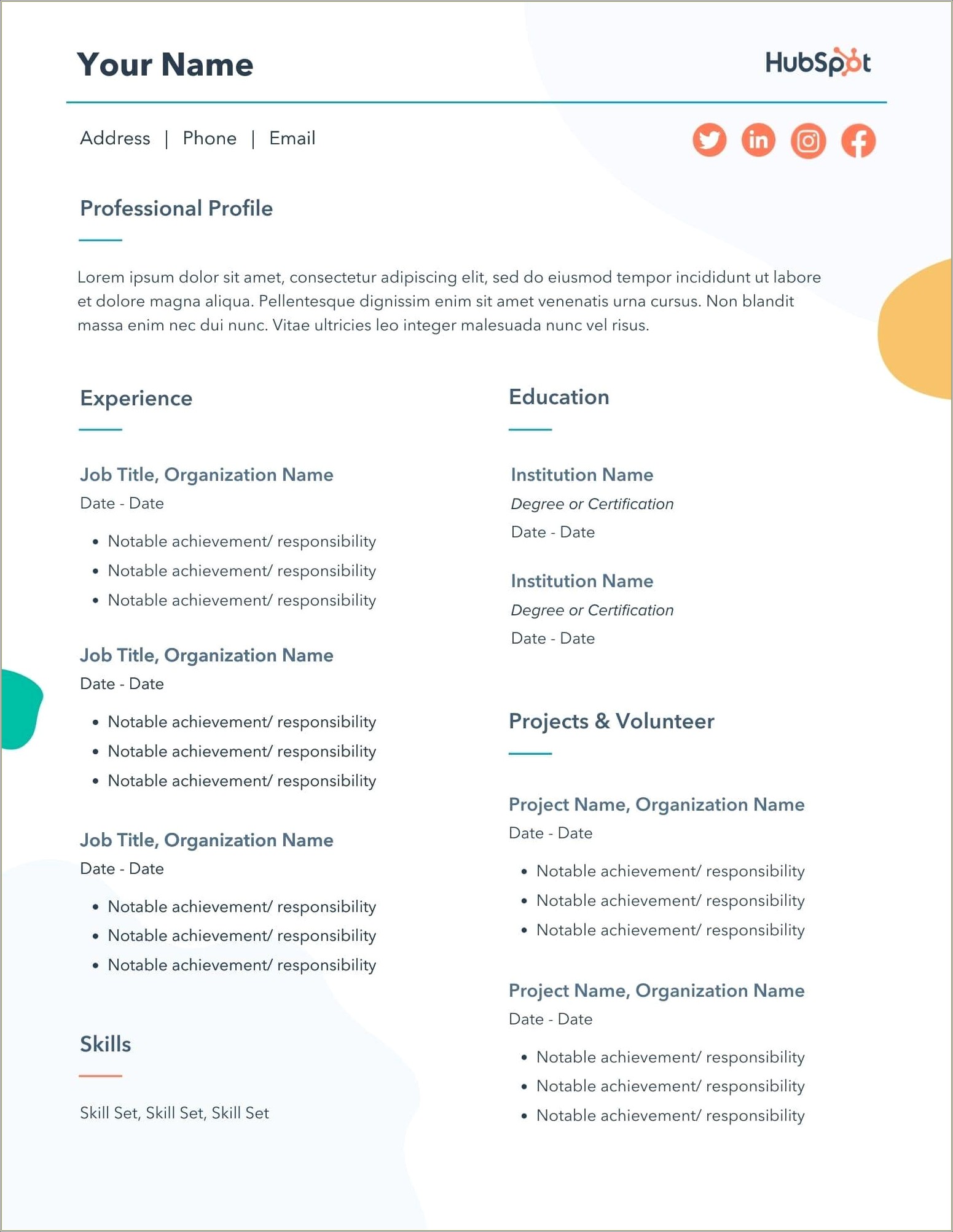 Free Professional Resume Template Word 2010