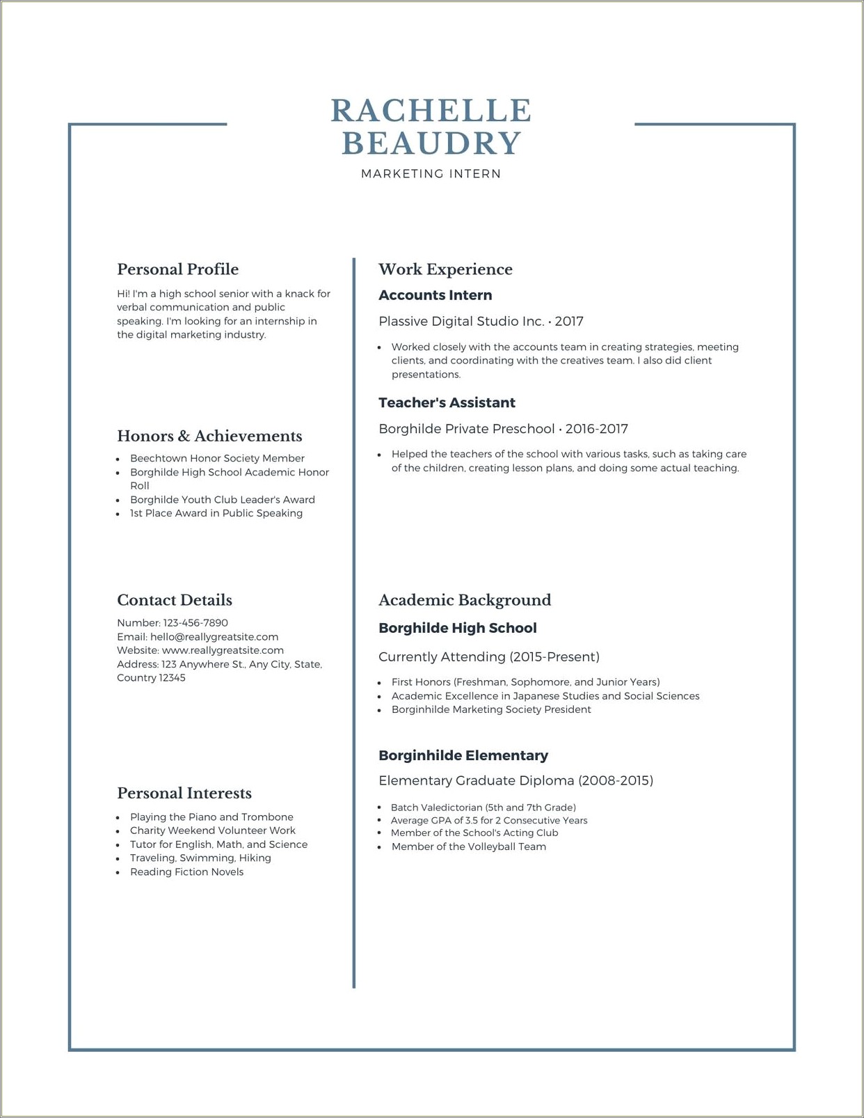 Free Professional Resume Templates Fro Students