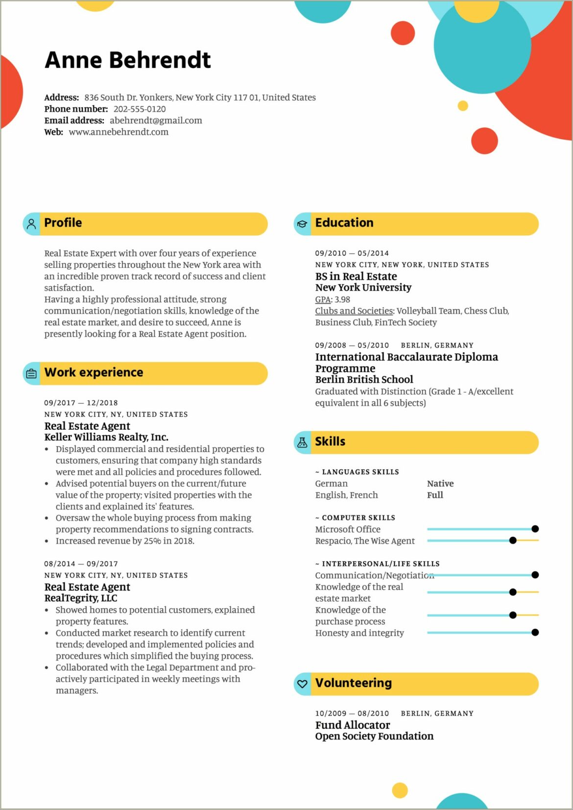 Free Real Estate Agent Resume Template