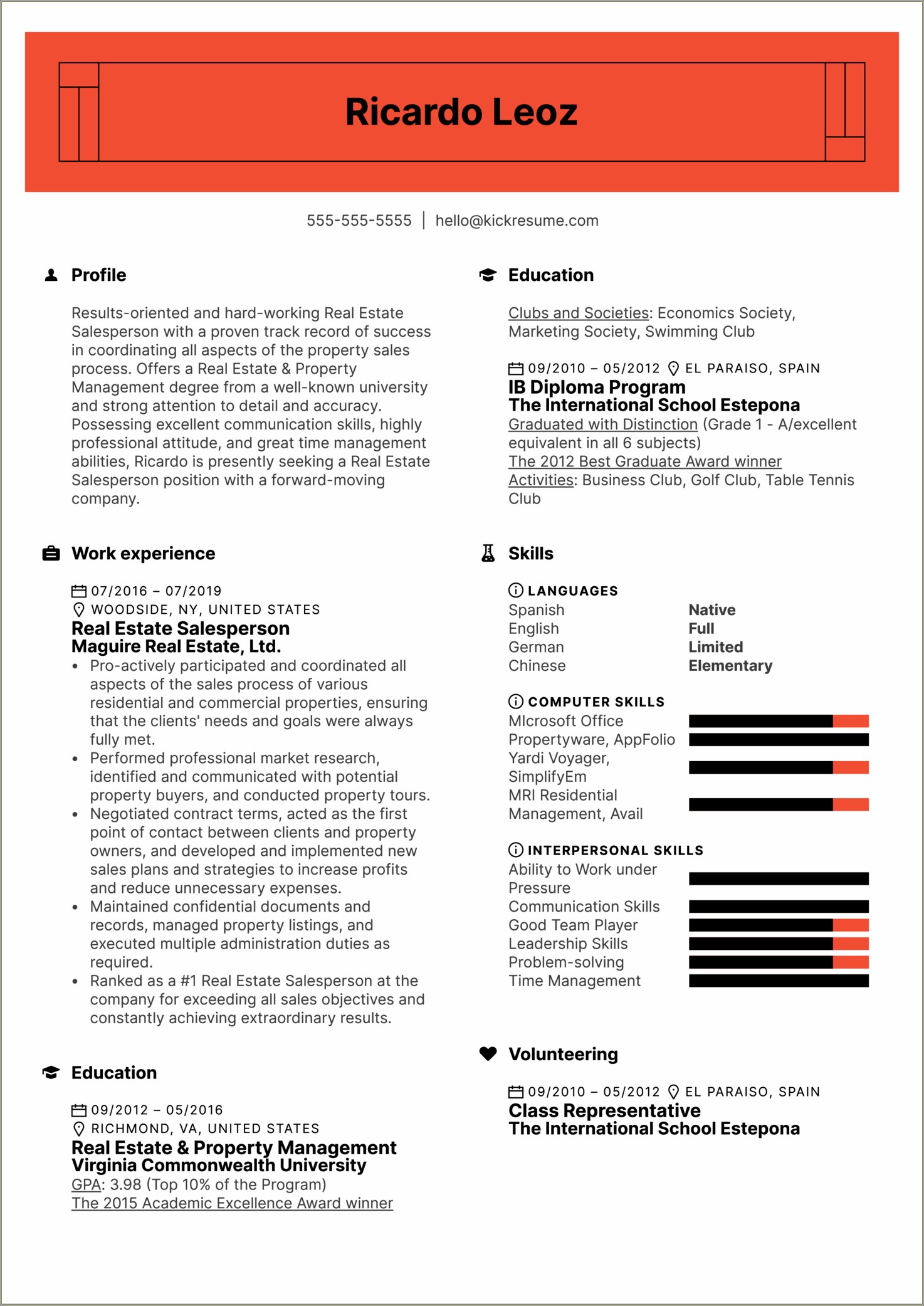 Free Real Estate Sale Person Resume For Beginers