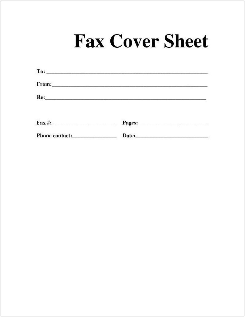 Free Resume Fax Cover Sheet Template