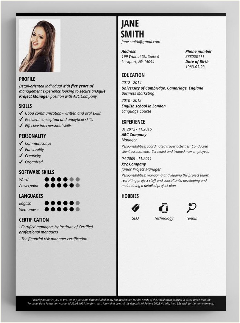 Free Resume Format Download For Marketing