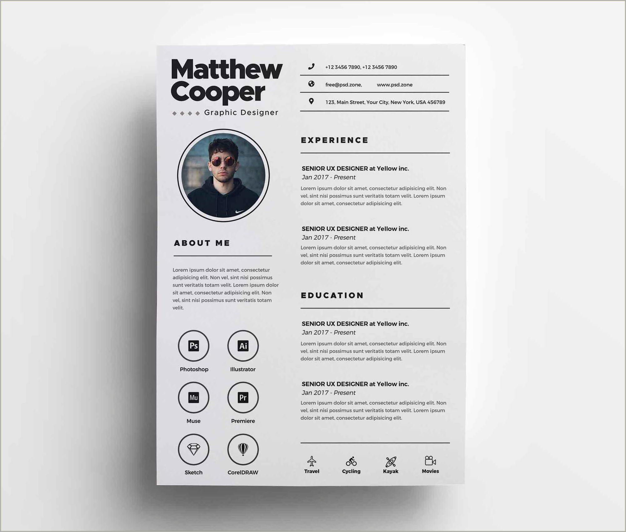 Free Resume Psd Template For Photoshop