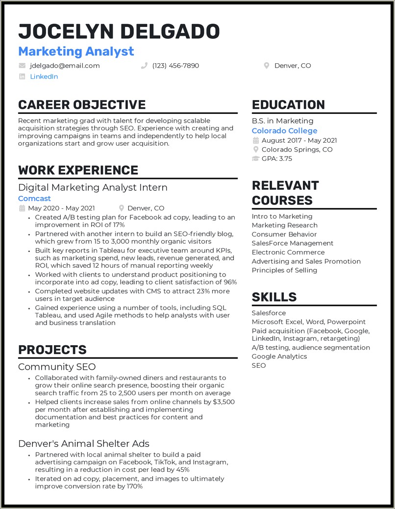 Free Resume Summary Templates For Entry Level Positions