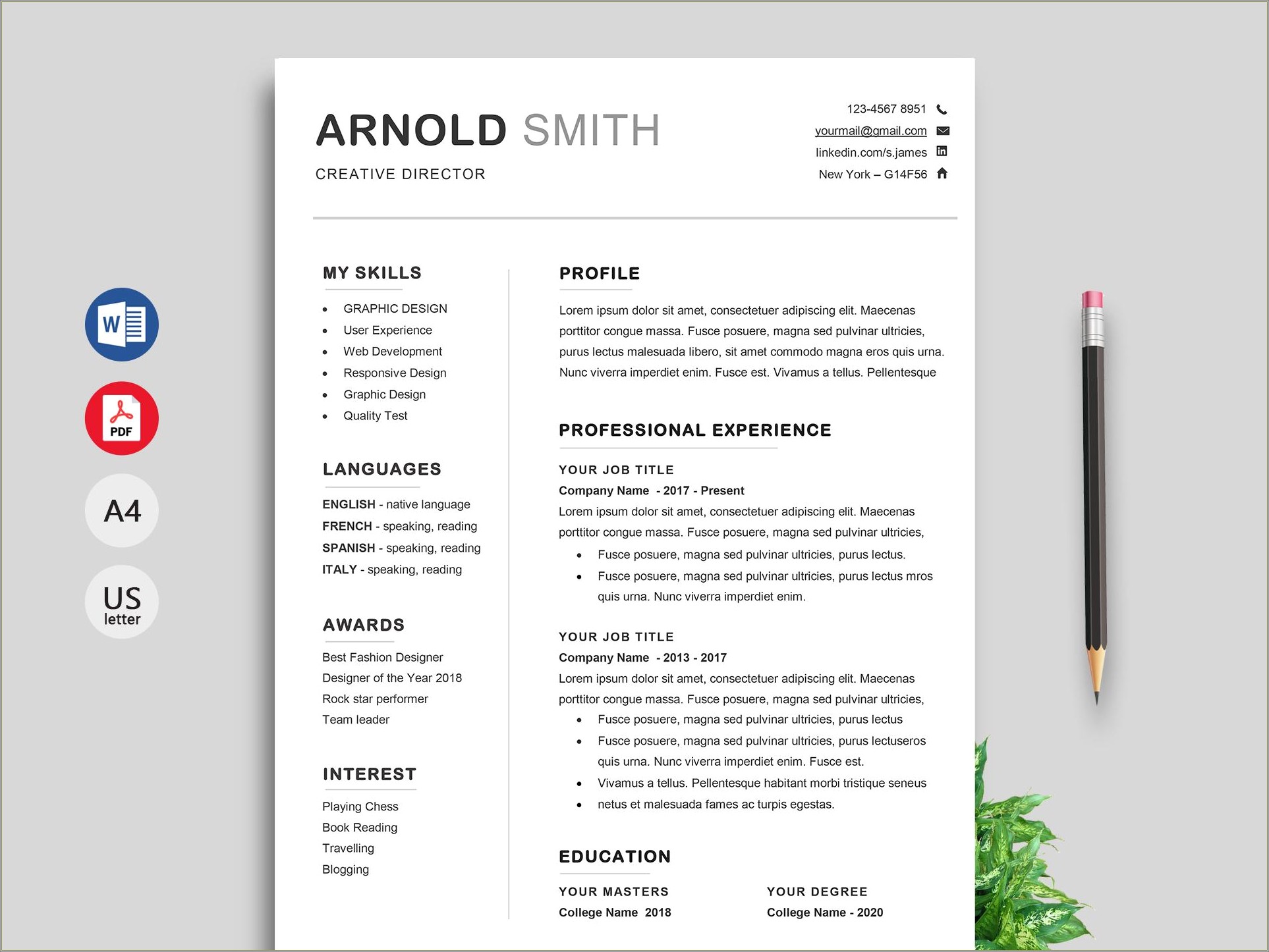 Free Resume Template Download For Ord