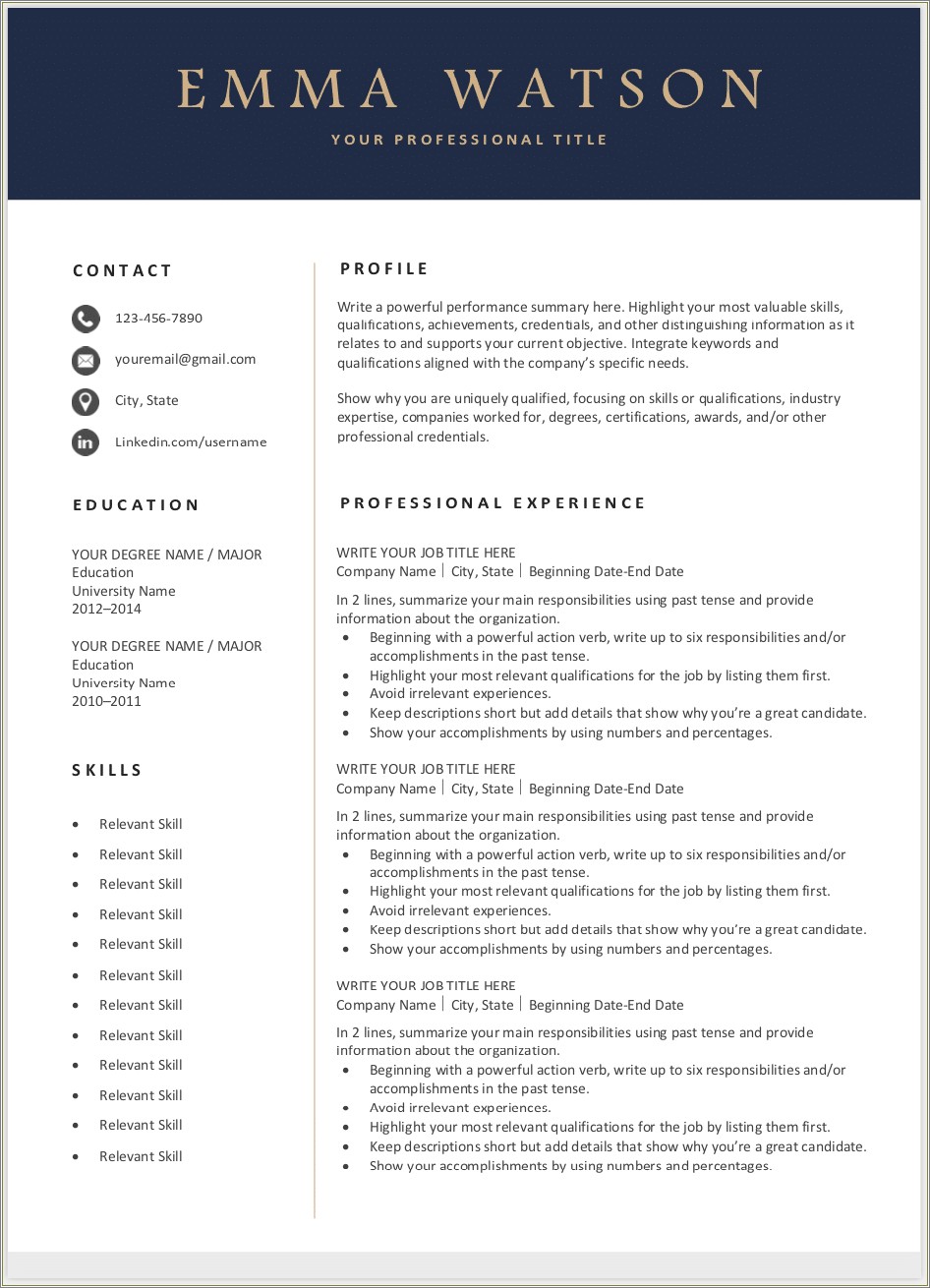 Free Resume Template Download With Photo