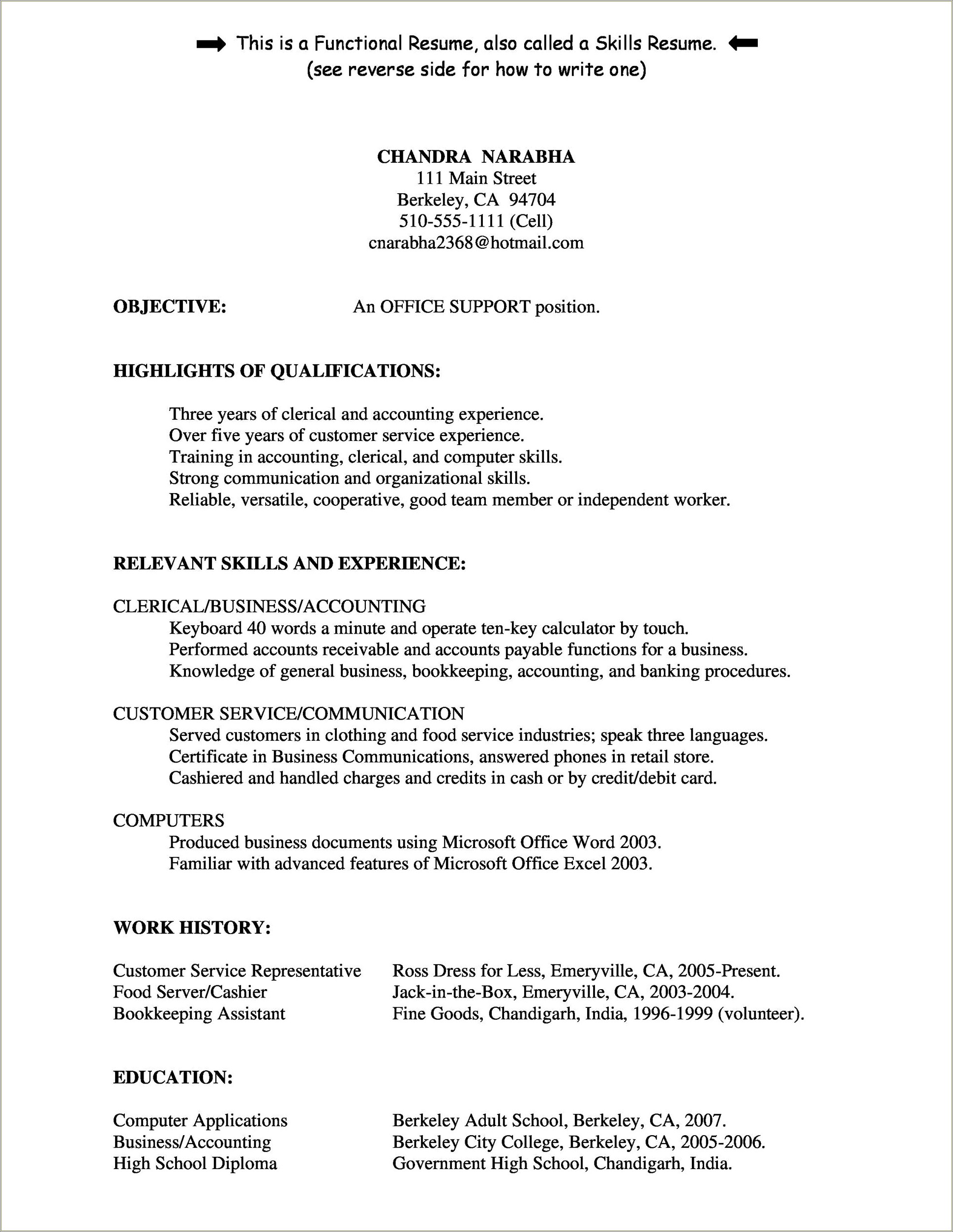 Free Resume Template For Customer Service Clerical