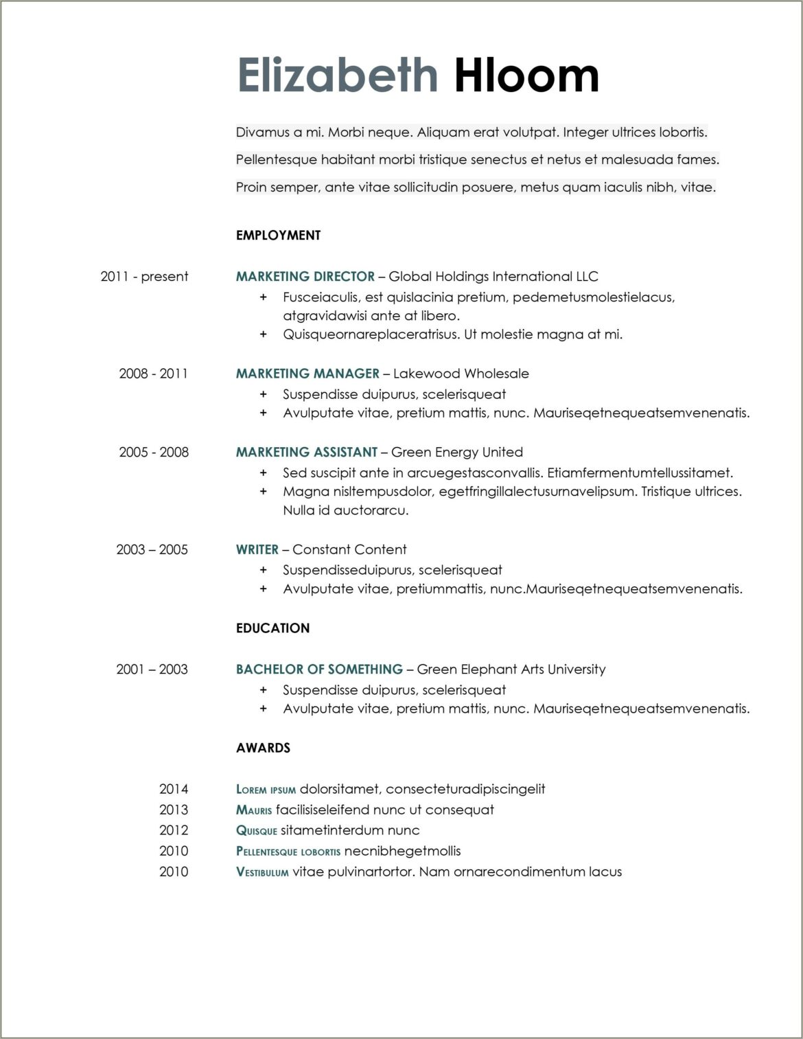 Free Resume Template For Microsoft Word 2003