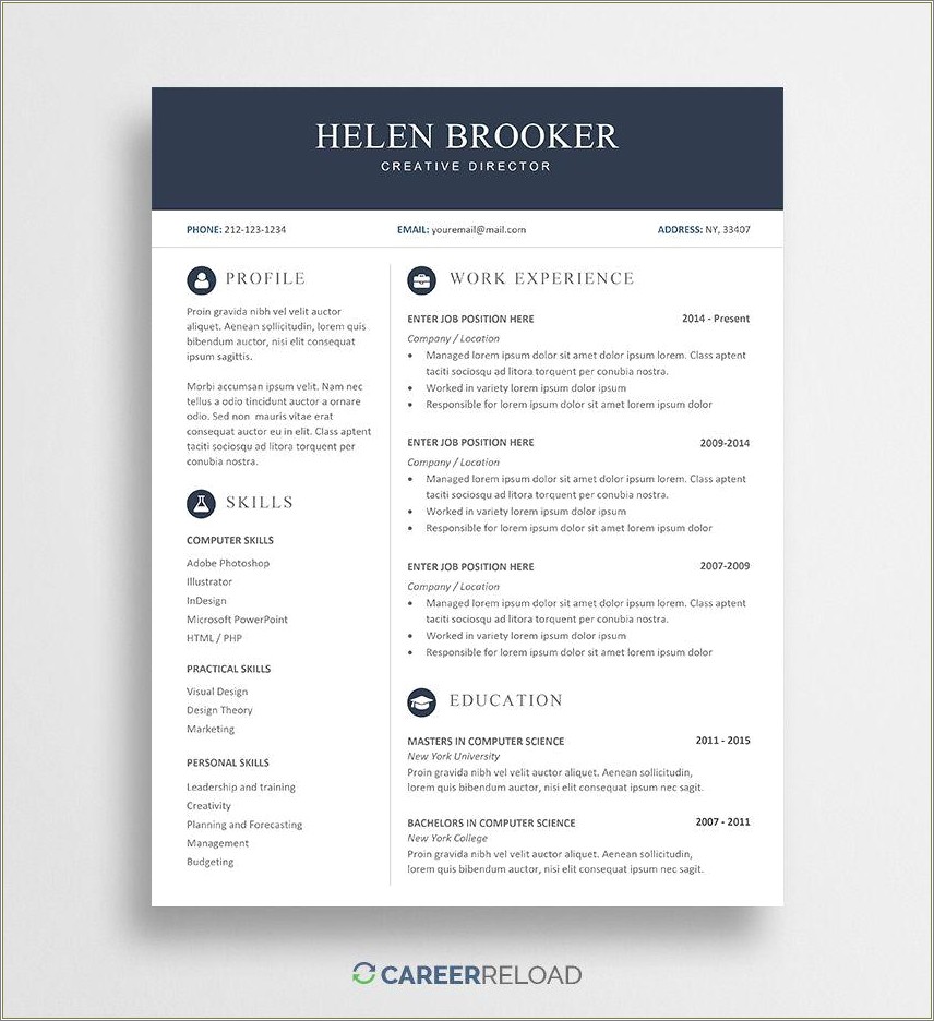 Free Resume Template For Ms Word
