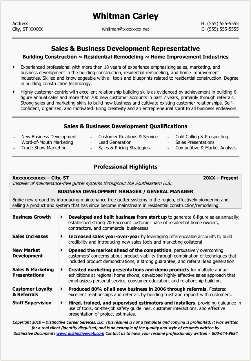 Free Resume Templates For Business Owner