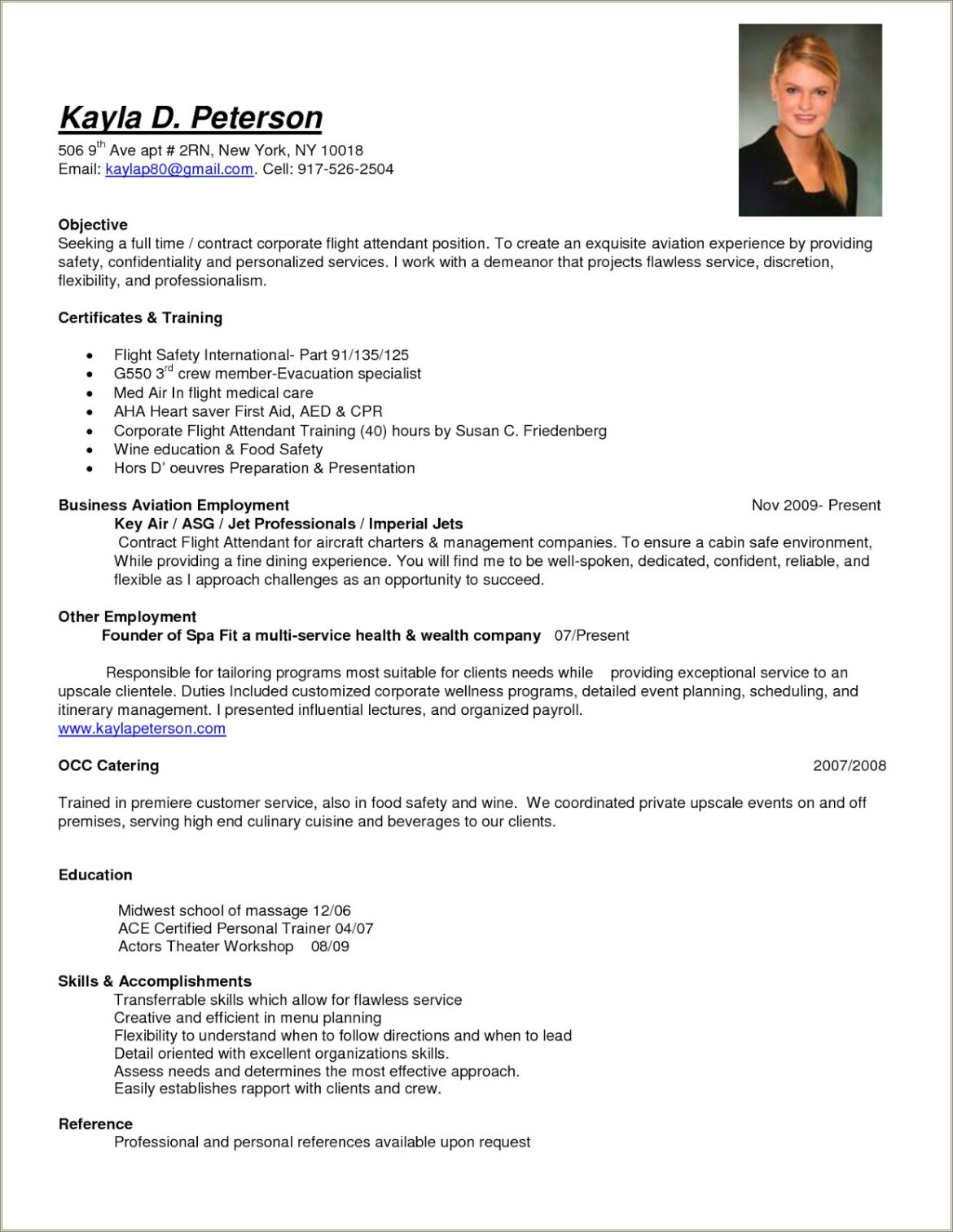 Free Resume Templates For Flight Attendants