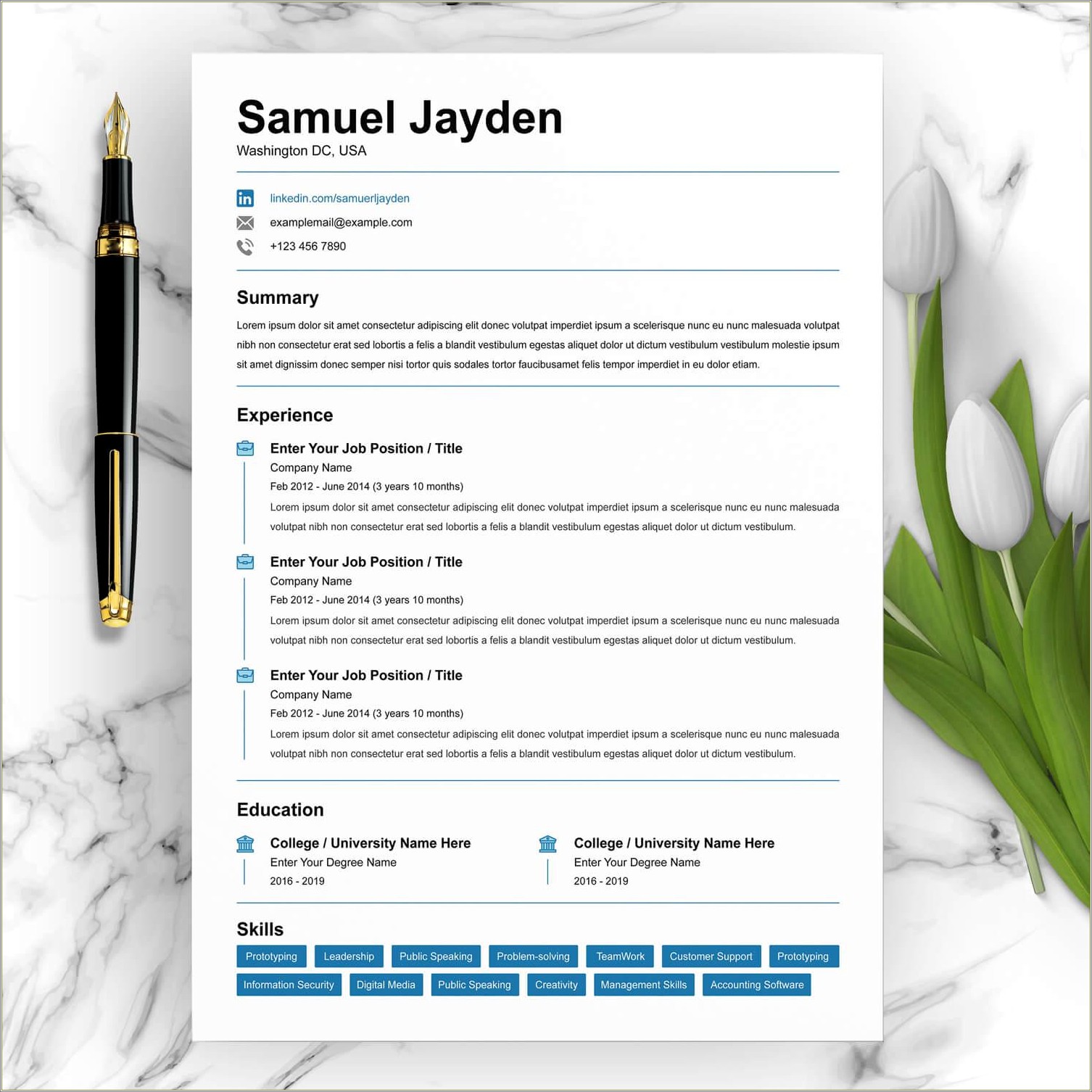 Free Resume Templates For Plant Work