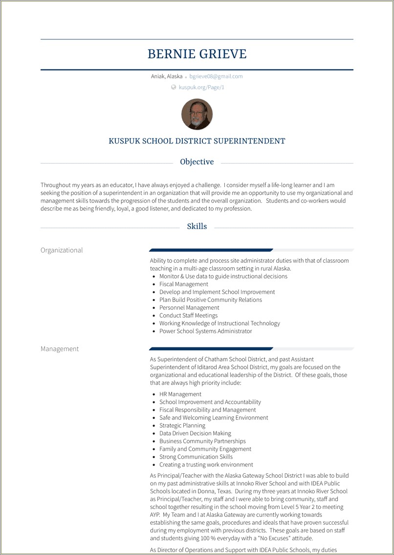 Free Resume Templates For School Superintendents