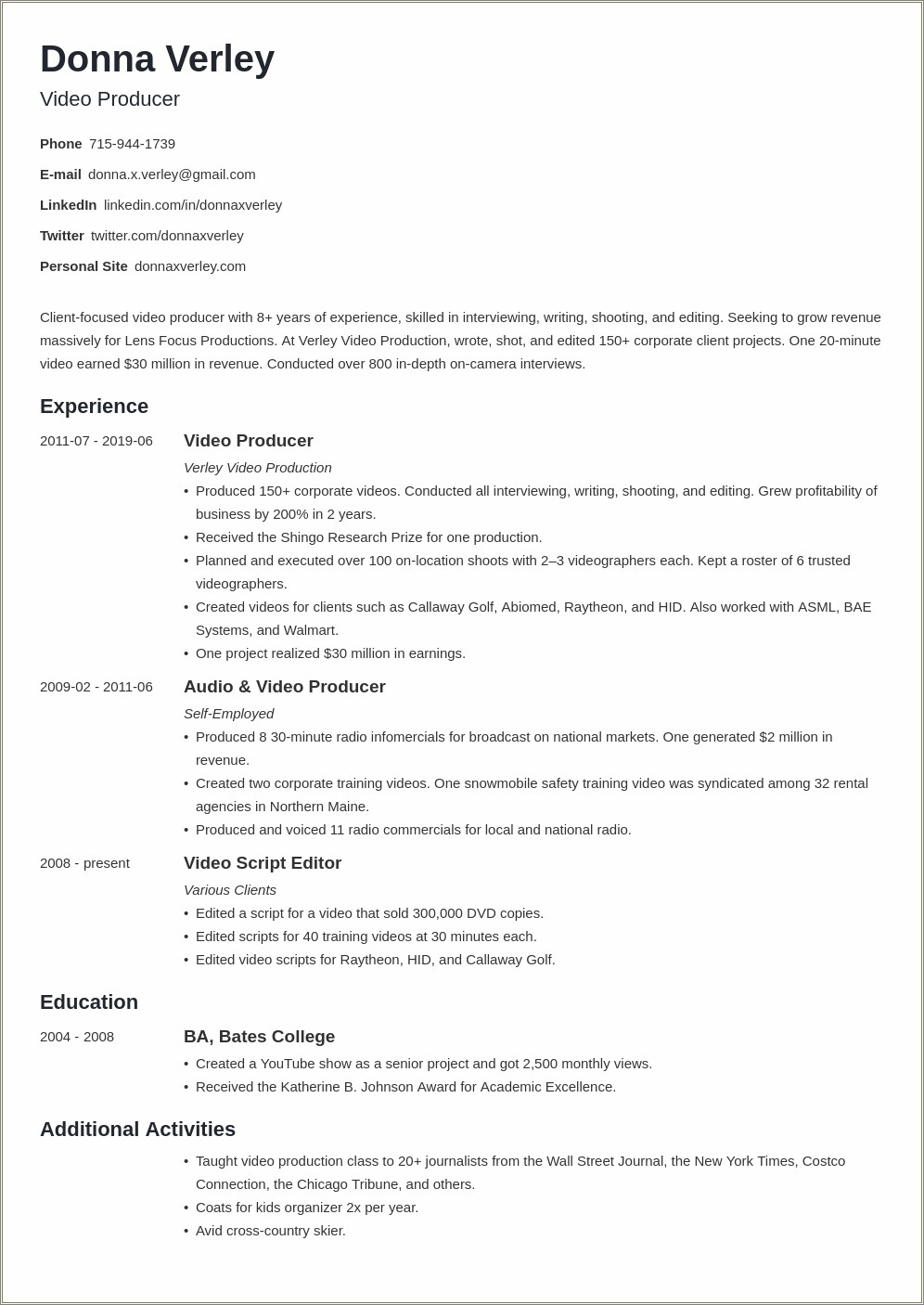 Free Resume Templates For Self Employed